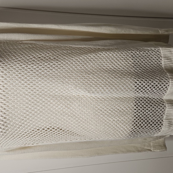 Ivory hollow out crochet knit beachy boho crewneck pullover sweater. Size xl - Picture 2 of 7